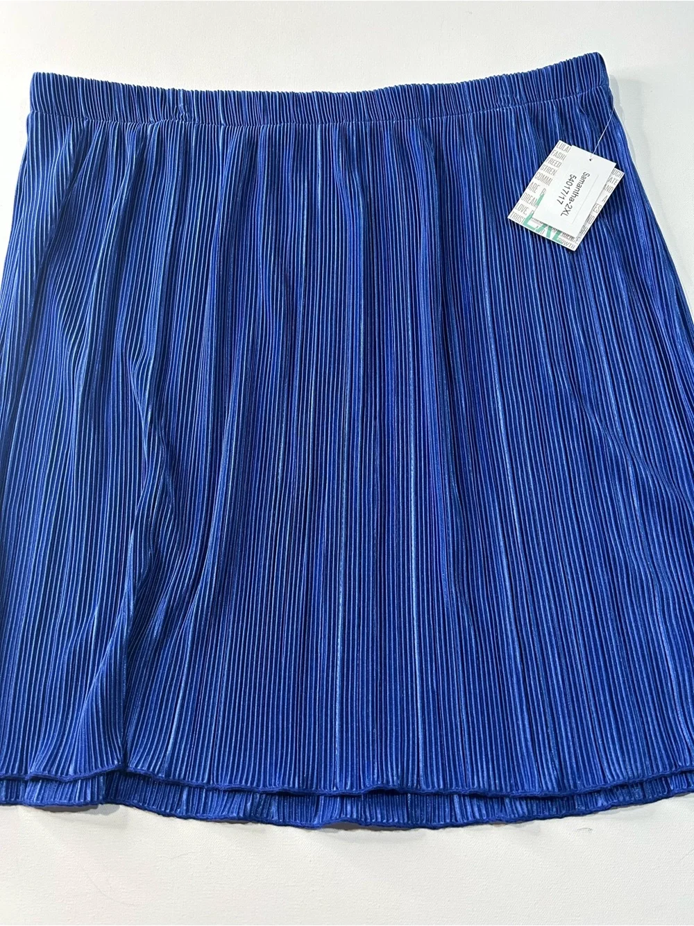 NWT LuLaRoe 2XL Samantha Blue Pleated Elastic Waist Skirt